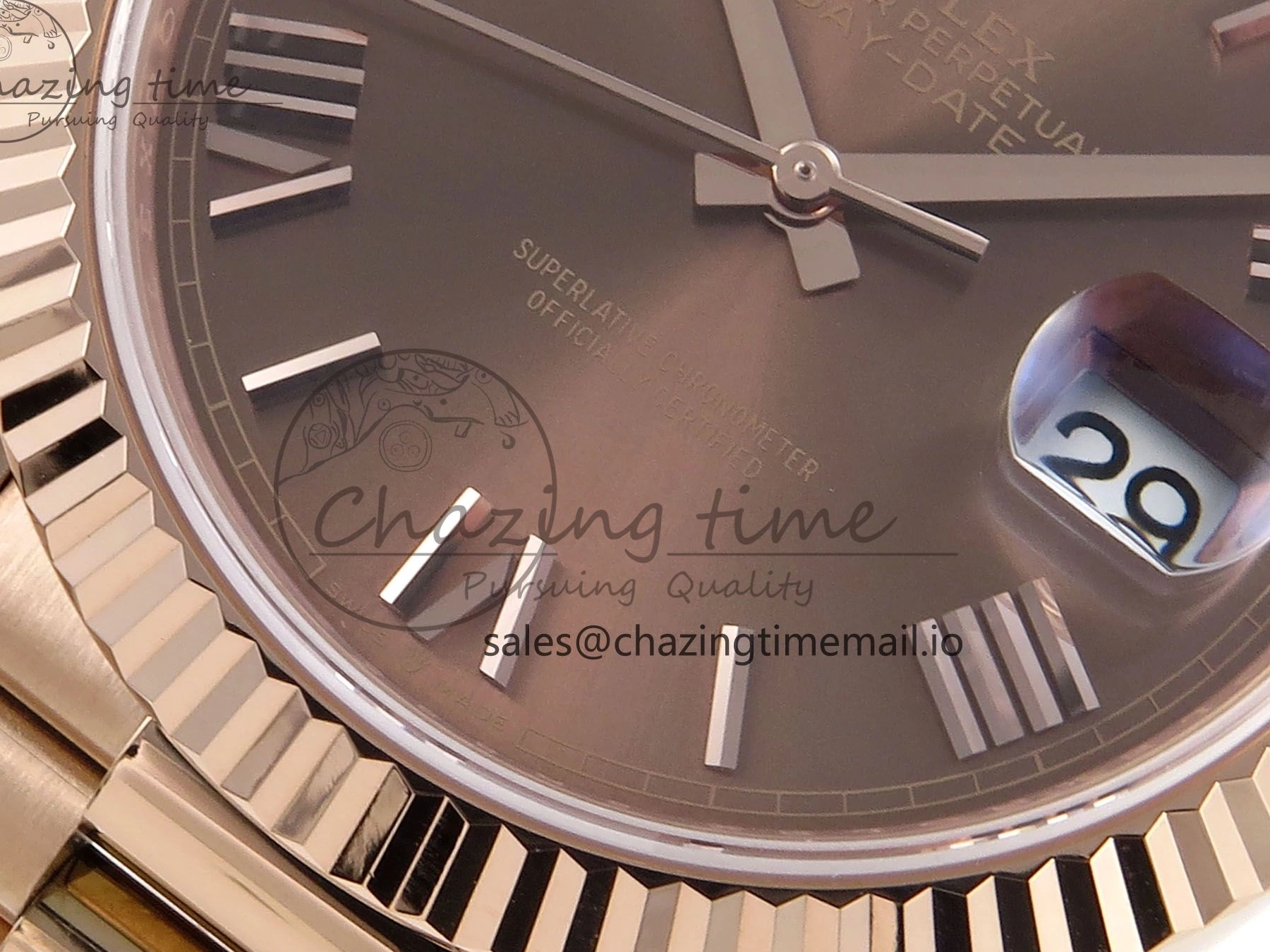 (Gain Best 40 RG A2836 Brown 228235 1:1 Weight) Noob Dial Edition Roman Bracelet President Date Day on 0326